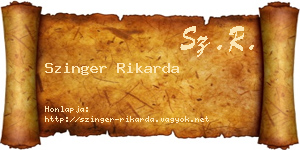 Szinger Rikarda névjegykártya